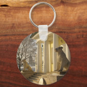 Moskau. Winter. Löwenskulptur Schlüsselanhänger (Vorderseite)