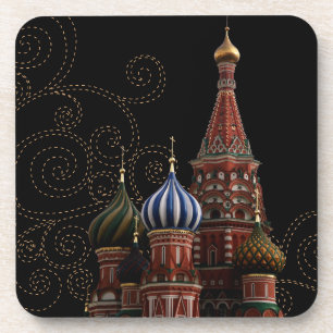 Moskauer Kirchenschwarzer Untersetzer Set