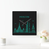 Moskauer Skyline Quadratische Wanduhr (Zuhause)