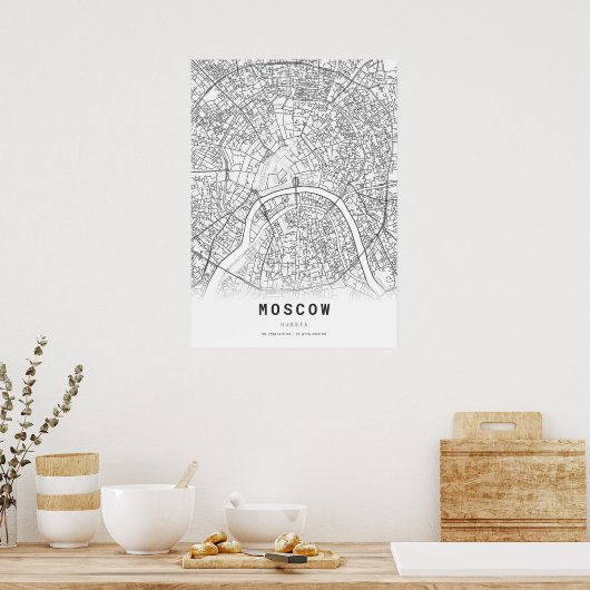 Moskauer Stadtplan Poster (Küche)