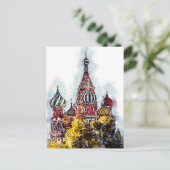 Moskauer Stadtstrassen Reiseplakat Aquarellfarben  Postkarte (Stehend Vorderseite)