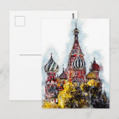 Moskauer Stadtstrassen Reiseplakat Aquarellfarben  Postkarte (Vorne/Hinten)