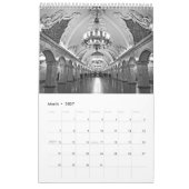 Moskauer U-Bahn 12 Monate in Schwarz-Weiß Kalender (Mär 2027)