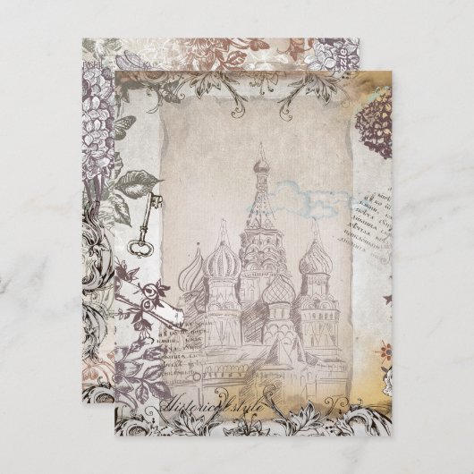 Moskauer Vintage Postkarte (Vorne/Hinten)