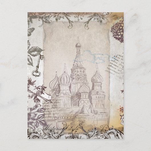 Moskauer Vintage-Style-Postkarte Postkarte (Vorderseite)