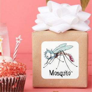 Moskito-Cartoon-Mücke Quadratischer Aufkleber