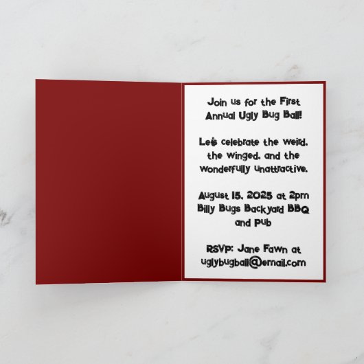 Moskito glaubt, er sei Niedlicher Funny Bug Cartoo Einladung (Innenseite)