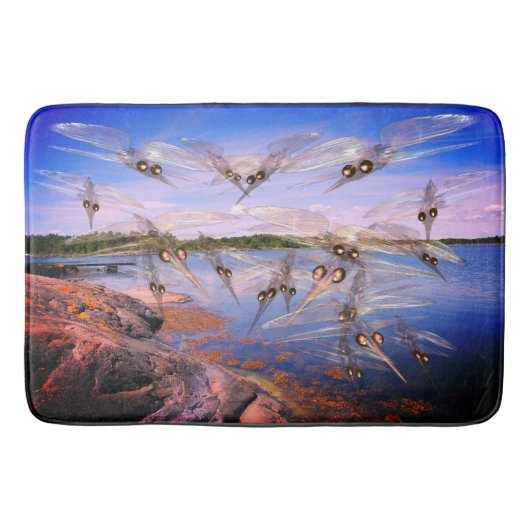 Moskito-Schwarm, Skandinavien-Fjord, Badematte (Vorderseite)