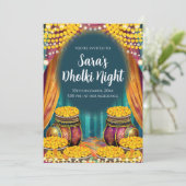 Moslem Dholki lädt zu Mehndi ein Einladung (Stehend Vorderseite)