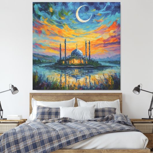 Moslem Moschee Crescent Stars Malerei Leinwanddruck (Insitu (Schlafzimmer))
