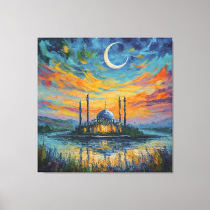 Moslem Moschee Crescent Stars Malerei Leinwanddruck