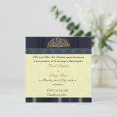 Moslemische Hochzeit des blauen Damastes Einladung (Stehend Vorderseite)