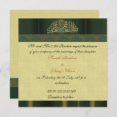 Moslemische Hochzeit des grünen Damastes Einladung (Vorne/Hinten)