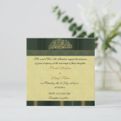 Moslemische Hochzeit des grünen Damastes Einladung (Stehend Vorderseite)