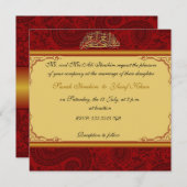 Moslemische Hochzeit des roten Damastes Einladung (Vorne/Hinten)