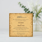 Moslemische Hochzeit des Vintagen Goldgitters Einladung (Stehend Vorderseite)