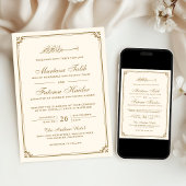 Moslemische Hochzeit mit Creme und Gold Border Einladung