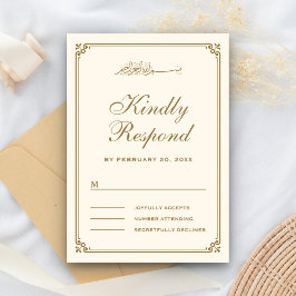 Moslemische Hochzeit mit Creme und Gold Border RSVP Karte