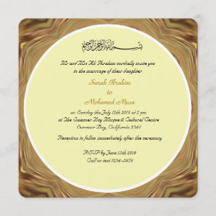 Moslemische Hochzeit mit Creme und Gold Einladung