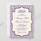 Moslemische Hochzeit mit Creme und Lila persischem Einladung (Vorderseite)