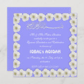 Moslemisches Babyblau Aqiqah Einladung (Vorne/Hinten)