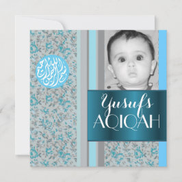 Moslemisches Babyjunge blaues aqiqah Foto Einladung