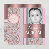 Moslemisches Babymädchen-Rosa aqiqah Foto Einladung (Vorne/Hinten)