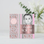Moslemisches Babymädchen-Rosa aqiqah Foto Einladung (Stehend Vorderseite)