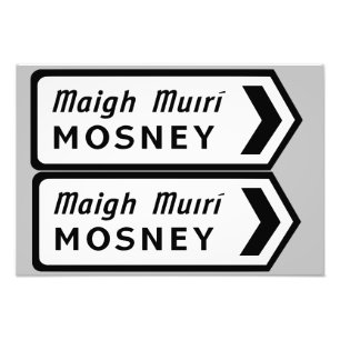 Mosney Irish Straßenschild Fotodruck