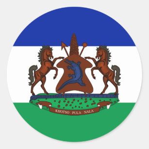 Mosotho Flag & Wappen, Flagge von Lesotho Runder Aufkleber