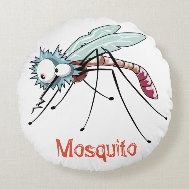 Mosquito cartoon rundes kissen (Vorderseite)
