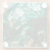 Moss Agate Green Crystal Geode Abstrakt Glasuntersetzer (Rückseite)