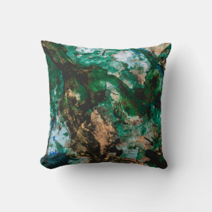 Moss Agate Green Crystal Geode Abstrakt Kissen