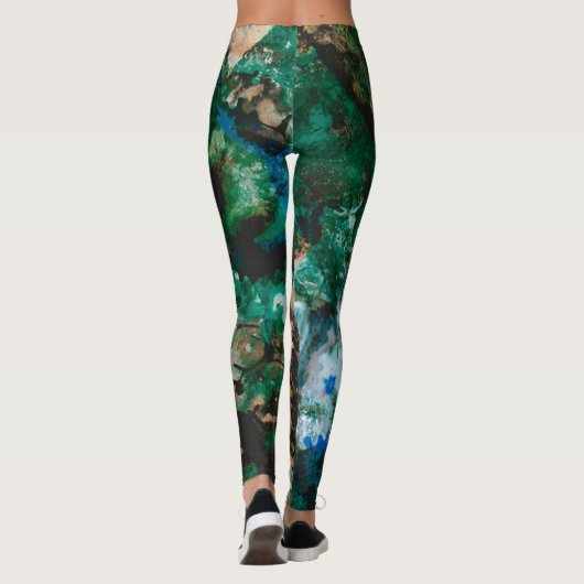 Moss Agate Green Crystal Geode Abstrakt Leggings (Rückseite)