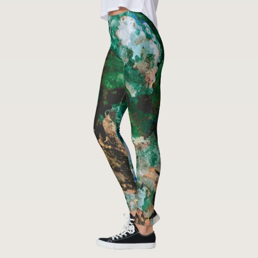 Moss Agate Green Crystal Geode Abstrakt Leggings (Links)