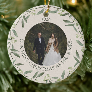 Moss & Fern   Erstes Weihnachten als Herr und Frau Keramik Ornament