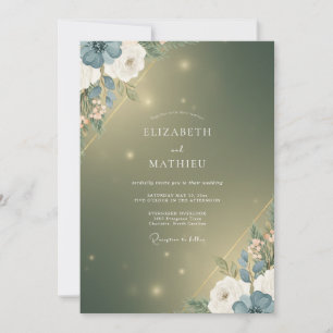 Moss Gold Bloom Hochzeit Einladung