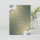 Moss Gold Bloom Hochzeit Einladung (Stehend Vorderseite)