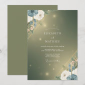 Moss Gold Bloom Hochzeit Einladung (Vorne/Hinten)