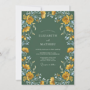 Moss-Gold-Ranunculus-Hochzeit Einladung