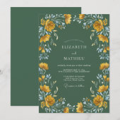 Moss-Gold-Ranunculus-Hochzeit Einladung (Vorne/Hinten)