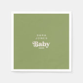 Moss Green Baby Dusche Cocktail Serviette (Vorderseite)