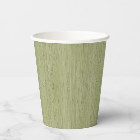 Moss Green Bamboo Holz Grain Look Pappbecher (Rückseite)