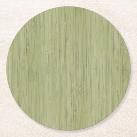 Moss Green Bamboo Holz Grain Look Runder Pappuntersetzer (Vorderseite)