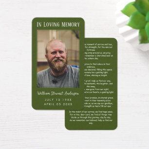 Moss Green Beerdigung Memorial Gebet Foto-Karte