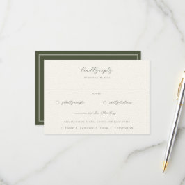 Moss Green Beige Hochzeitessen RSVP Karte