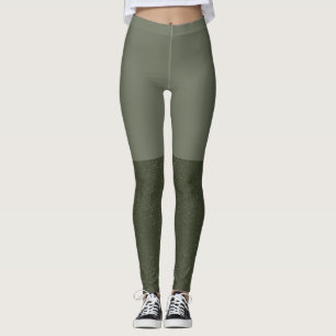Moss Green Block Leggings mit texturierten Legen