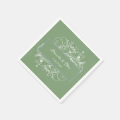 Moss Green Blüh Brautparty Napkins Serviette (Ecke)