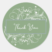 Moss Green Blüh Wedding Danke Stickers (Vorderseite)