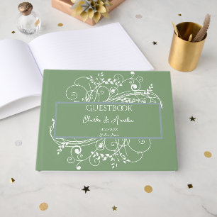 Moss Green Blüh Wedding Gästebuch